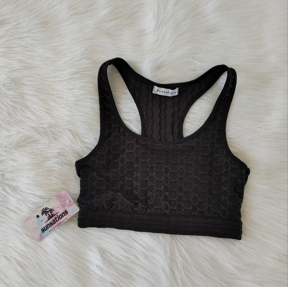 Sunsations Beach Stretchy Black Sports Bra Style Top